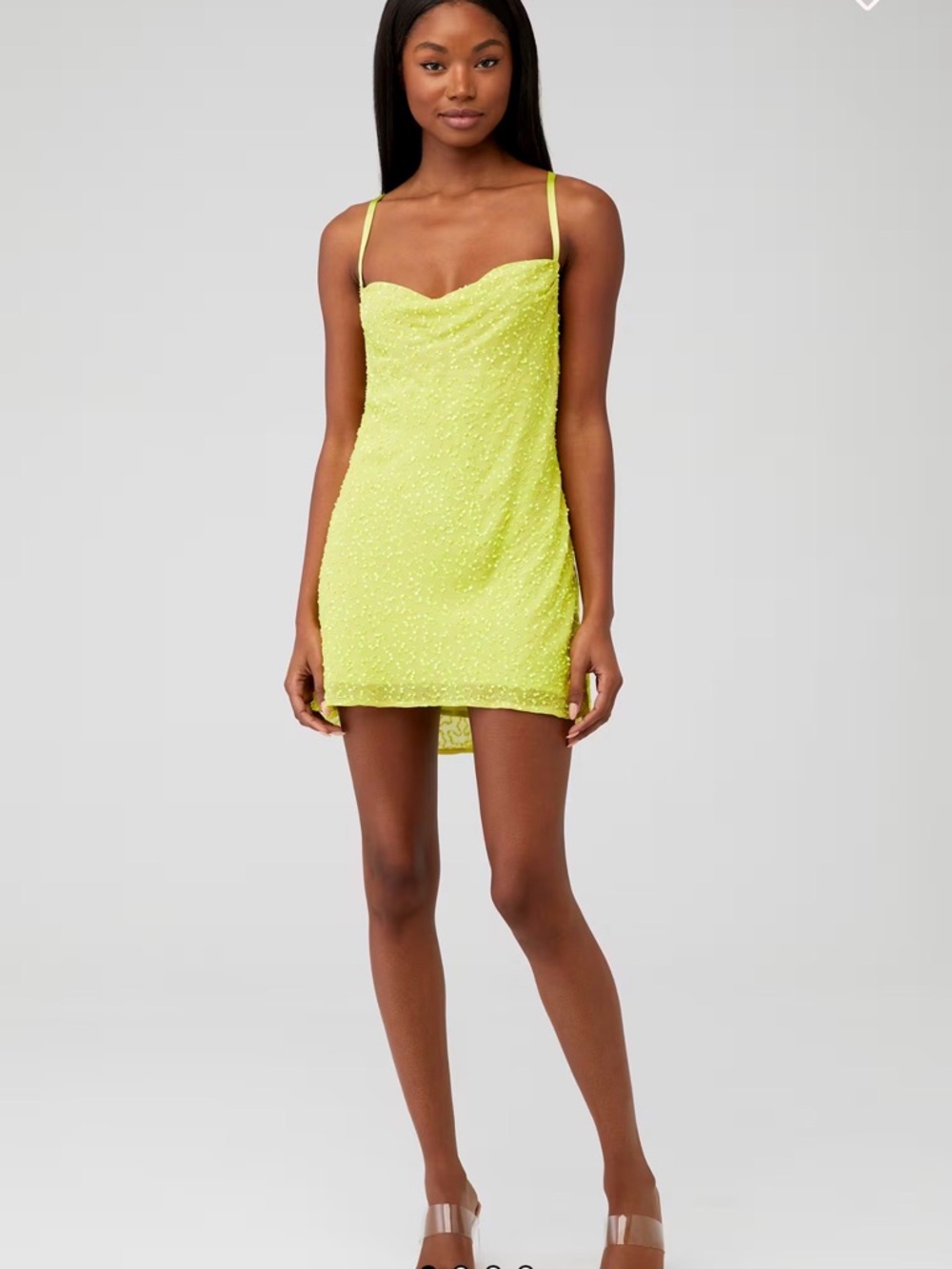 Show Me Your Mumu Ariana Mini Dress Lime Green Sequin Slip Dress S